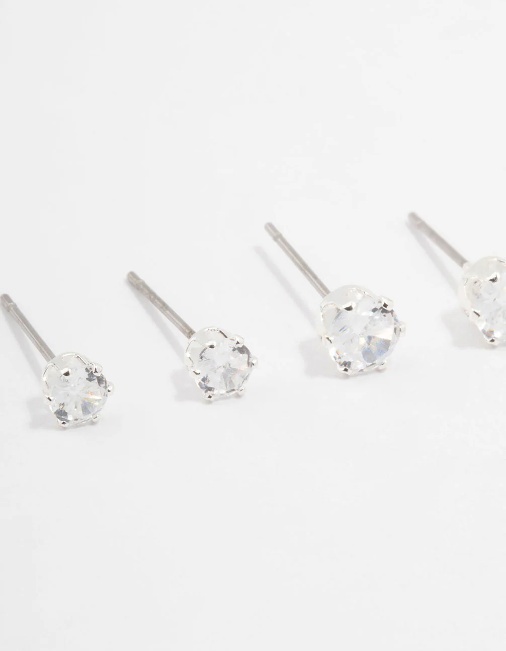 Silver Plated Cubic Zirconia Stud Earrings 3-Pack - Image 2