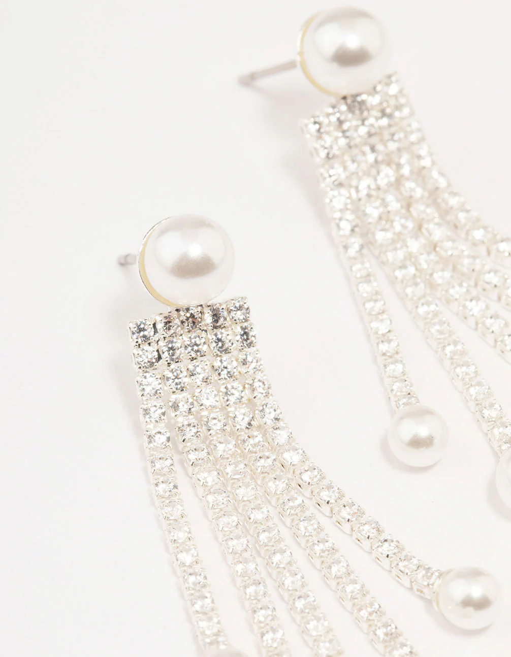 Silver Plated Cup Chain & Pearl Drop Earrings - Image 2