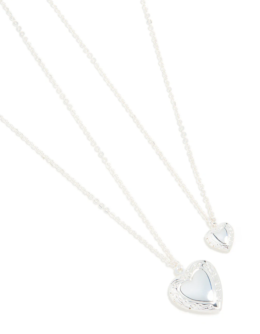 Silver Plated Heart Necklaces 2 Pack