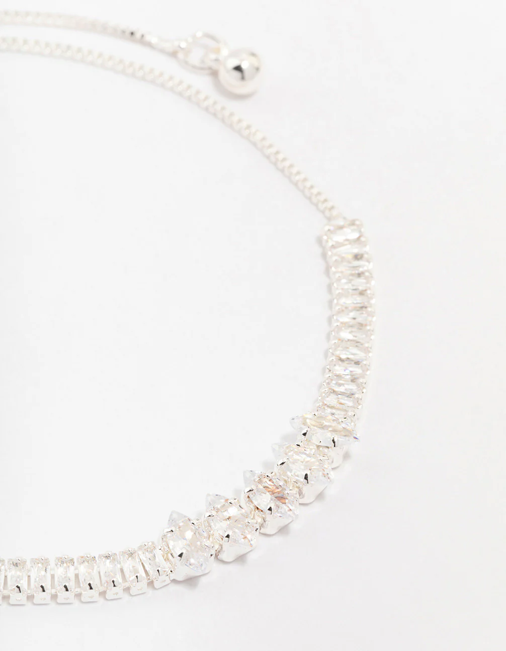 Silver Plated Brass  Tennis Marquise Baguette Bracelet - Image 2
