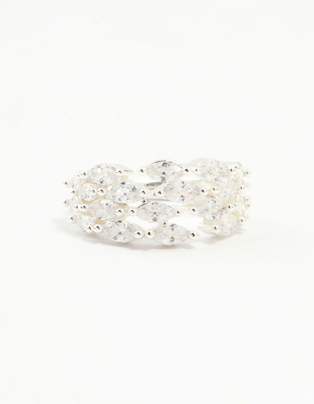 Silver Plated Marquise Cubic Zirconia Open Ring - Image 3