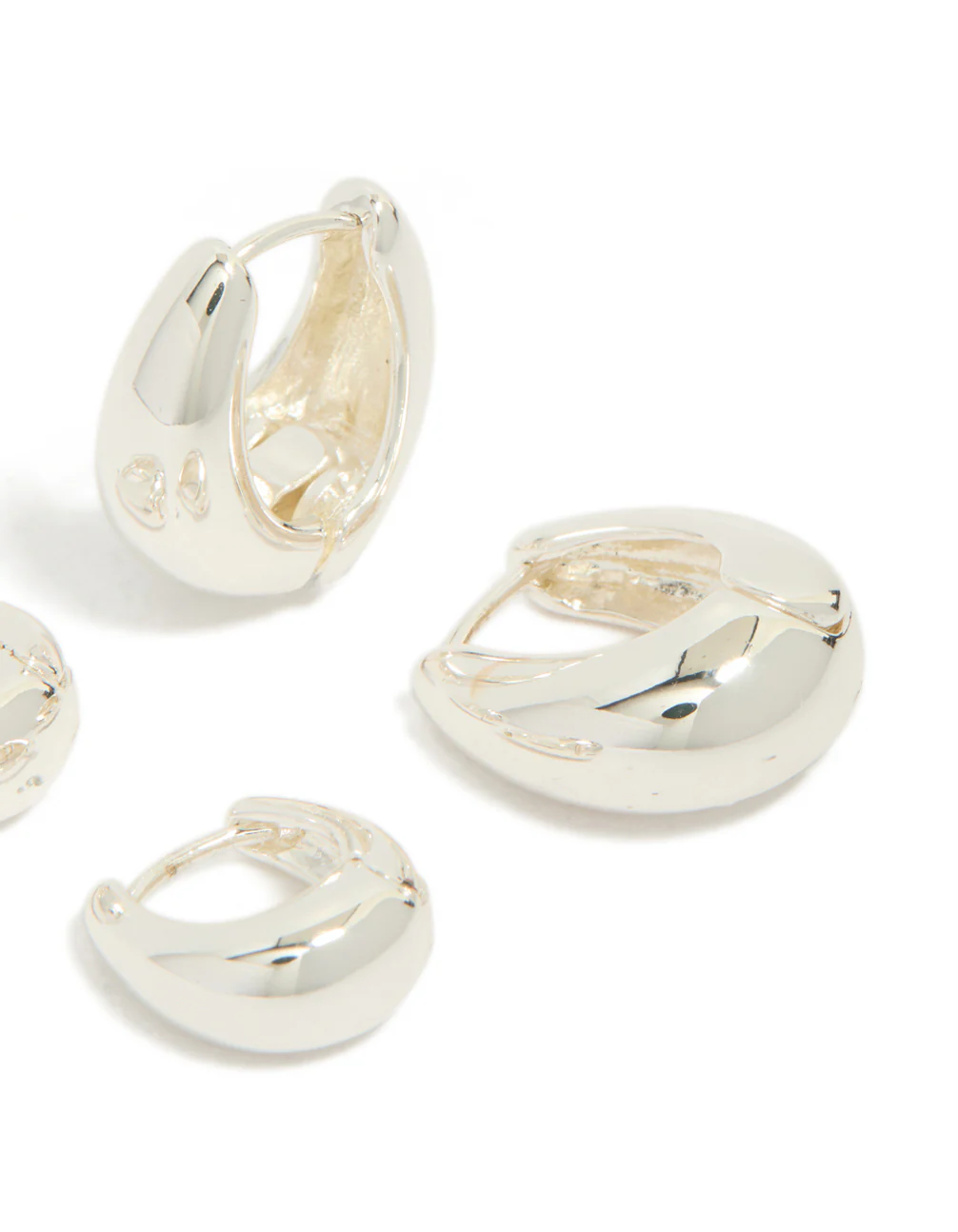 Silver Plated Small & Medium Oval Huggie Earrings - Image 3