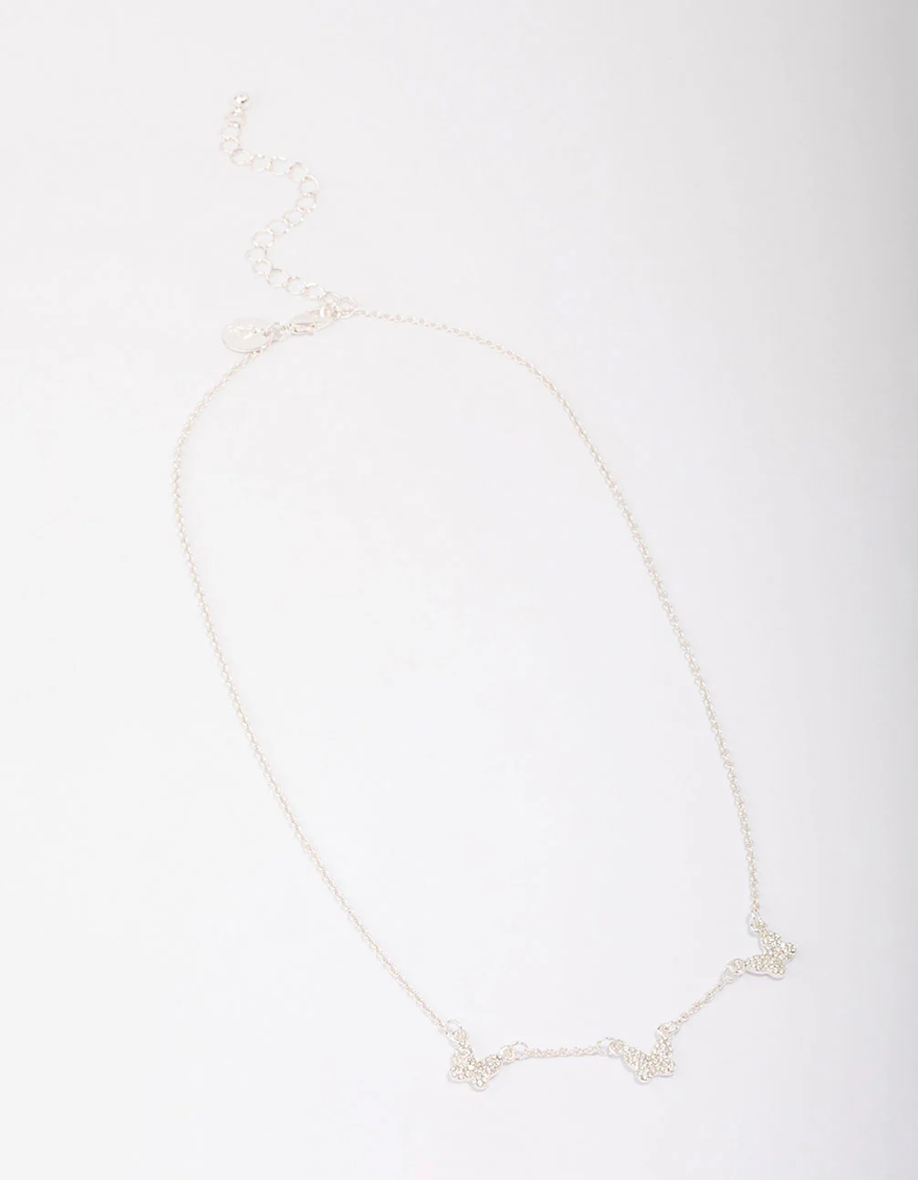 Silver Plated Station Butterfly Pendant Necklace - Image 3