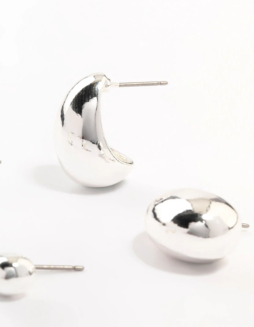 Silver Plated Teardrop Stud Earrings 2-Pack - Image 2