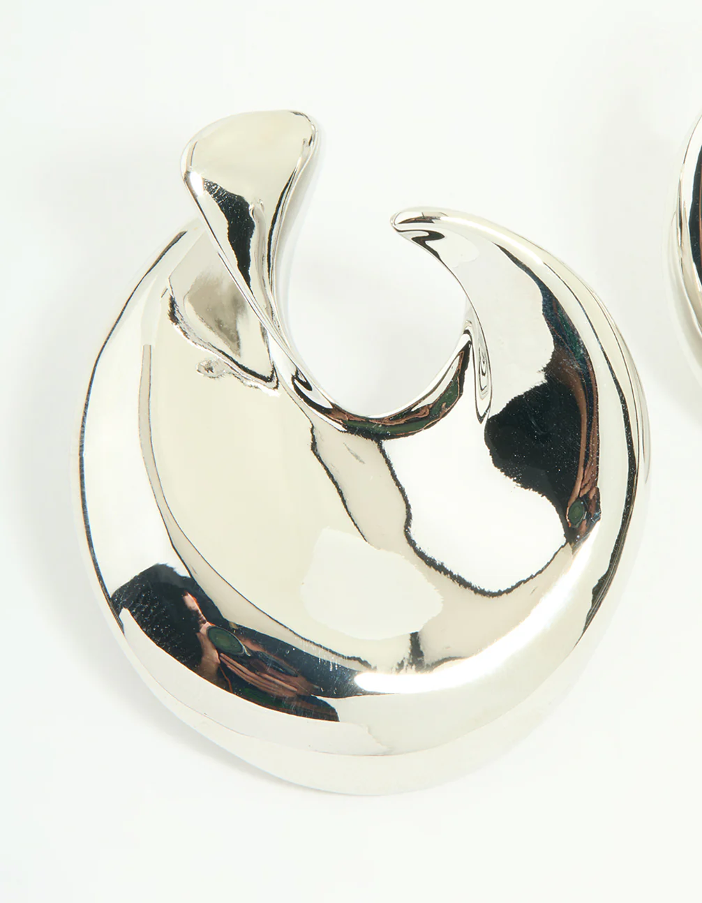Silver Smooth Stud Earrings - Image 2