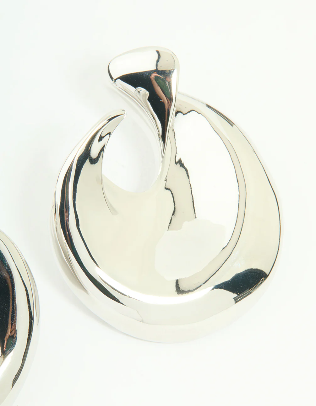 Silver Smooth Stud Earrings - Image 3