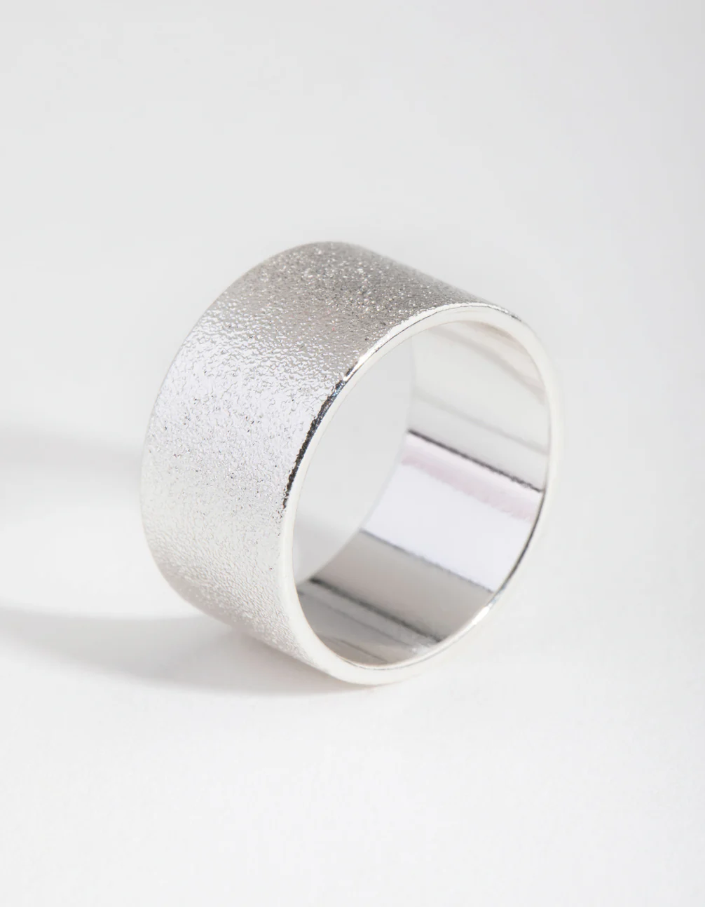 Silver Textured Wide Band Ring - Image 2