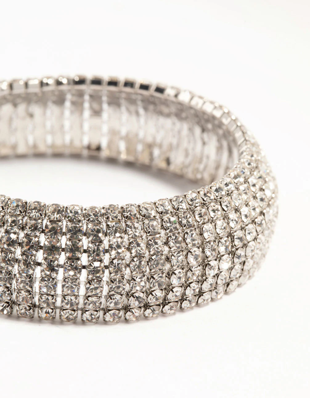 Silver Thick Cup Chain Diamante Bracelet - Image 2