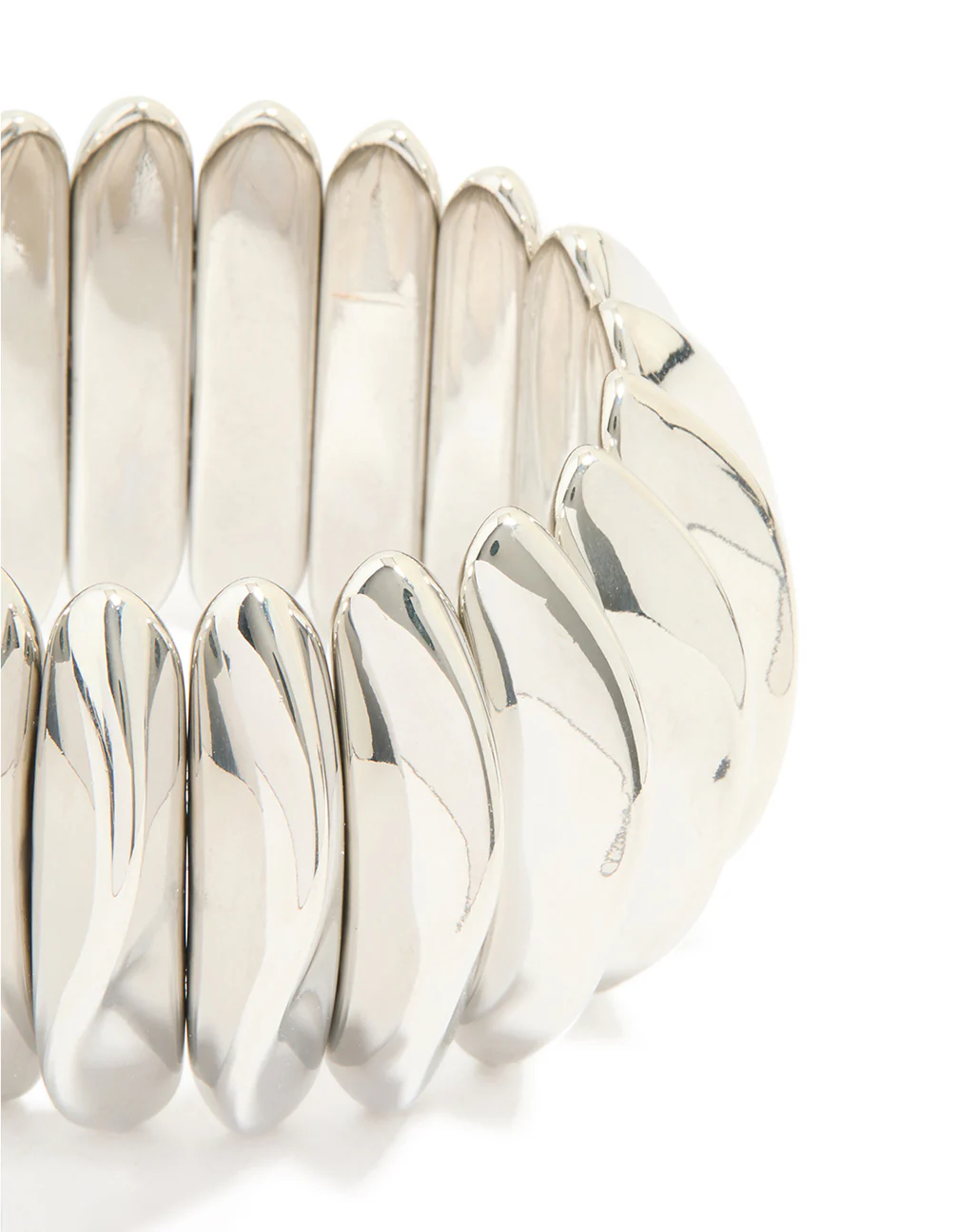 Silver Thick Organic Oval Stretch Bracelet - Image 2