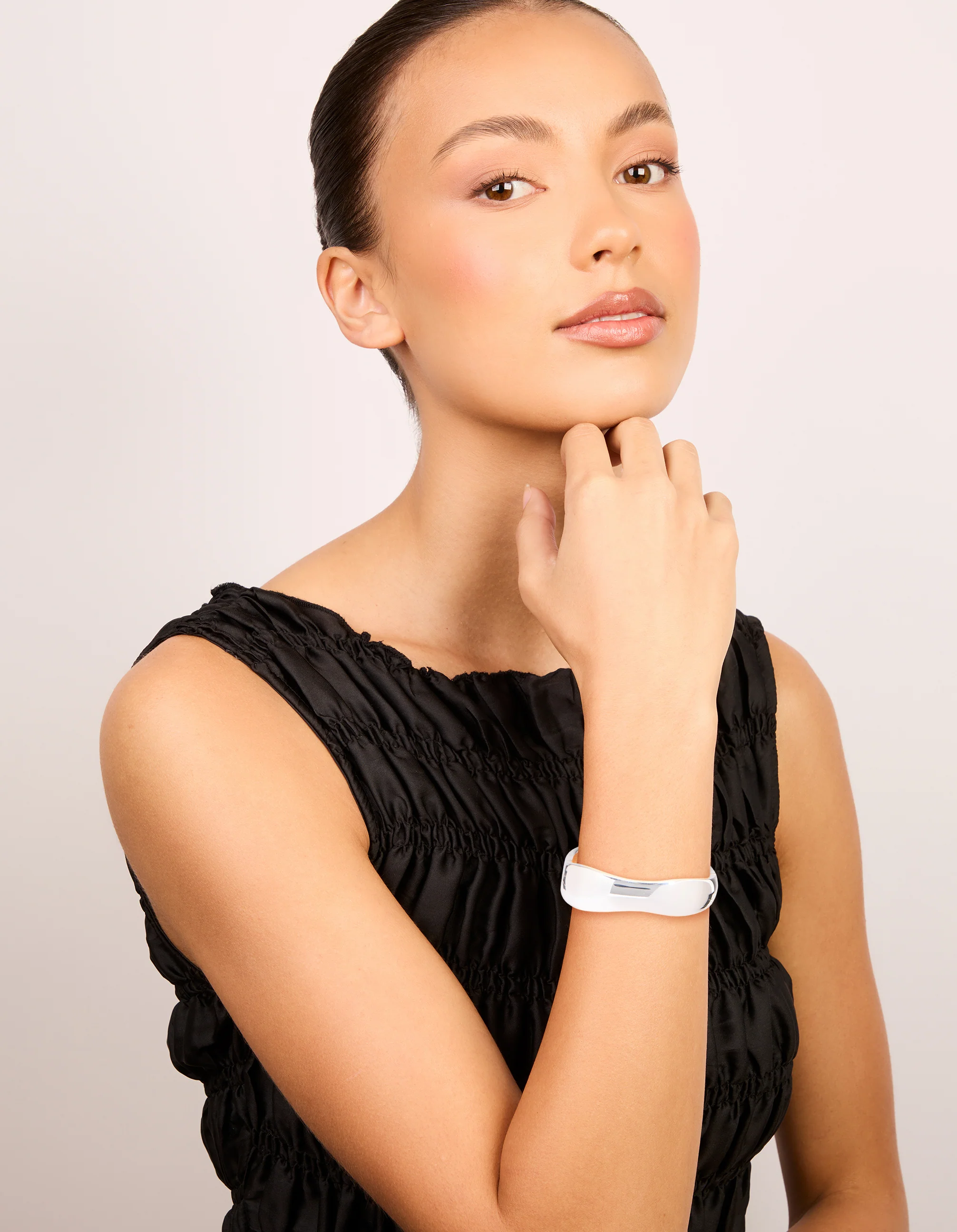 Silver Thin Wrist Hinged Bangle - Image 3