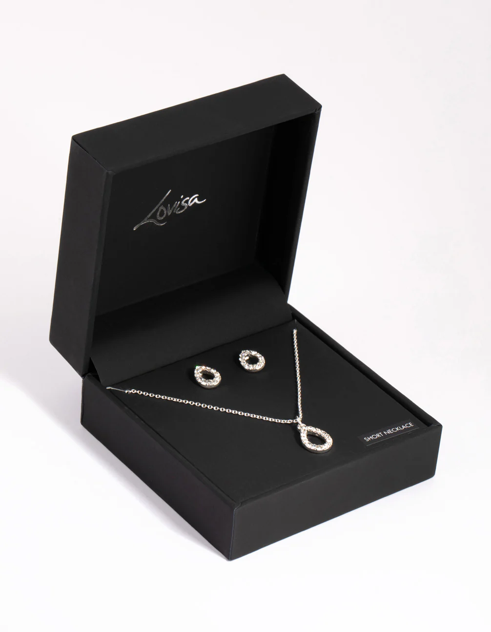 Silver Diamante Teardrop Necklace & Earring Set - Image 3