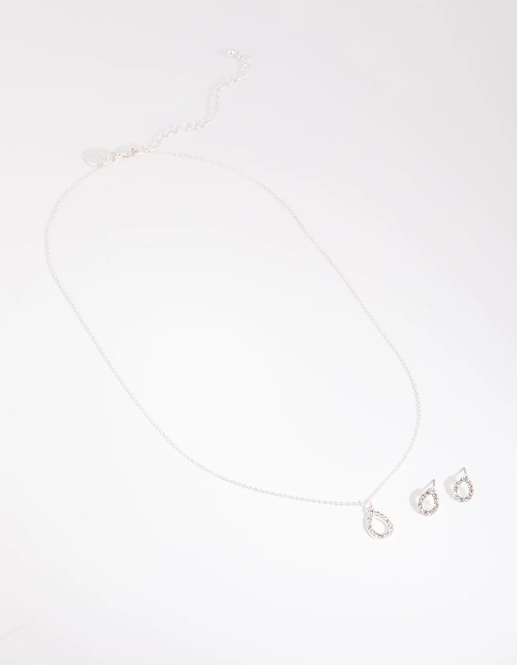Silver Diamante Teardrop Necklace & Earring Set - Image 6