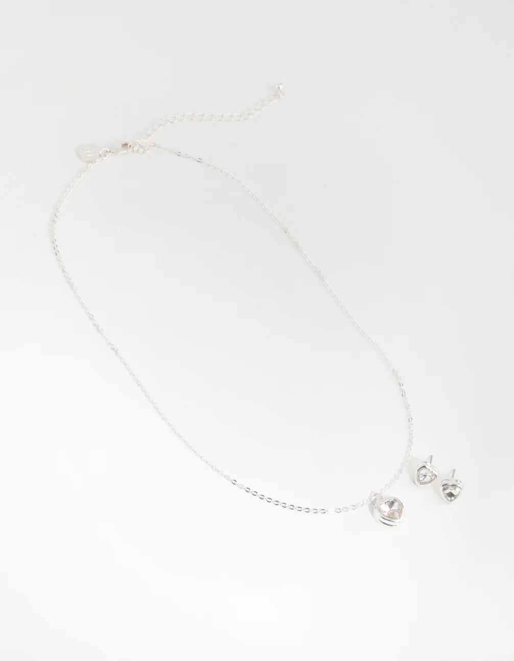 Silver Heart Necklace & Earrings Set - Image 2