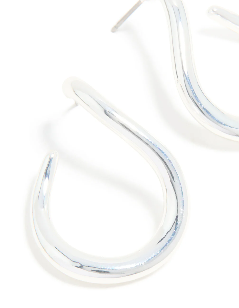 Silver Twisted Small Swirl Drop Earrings - Image 4