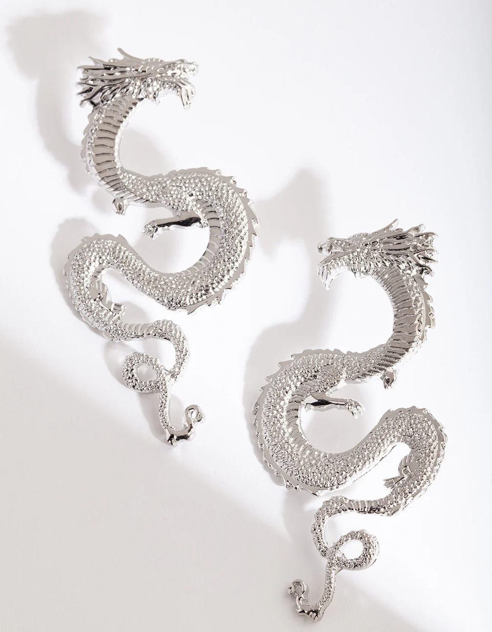 Silver Statement Dragon Earrings - Image 3