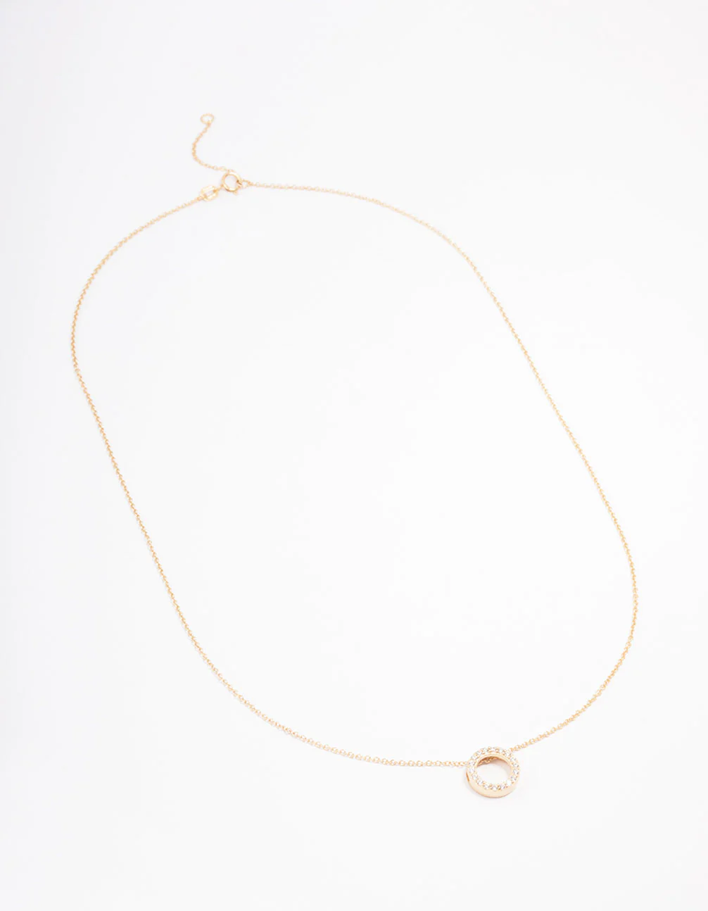 Gold Plated Pave Sterling Silver Circle Pendant Necklace - Image 3
