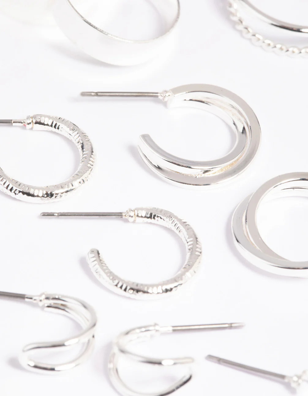 Silver Simple Hoop Earring 8-Pack - Image 2