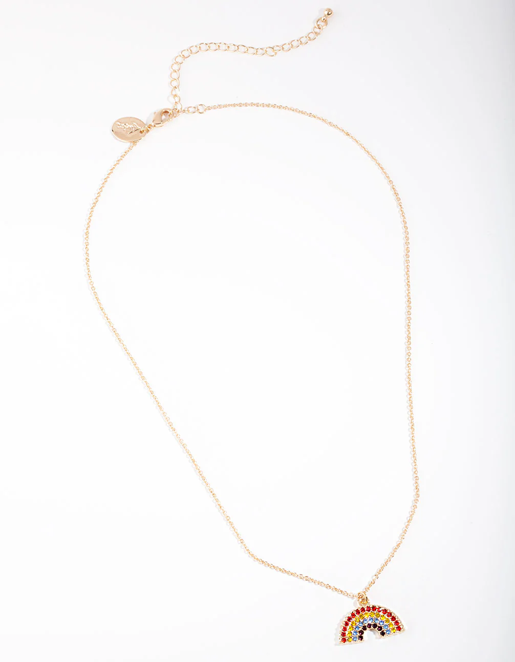 Gold Rainbow Diamante Pendant Necklace - Image 2