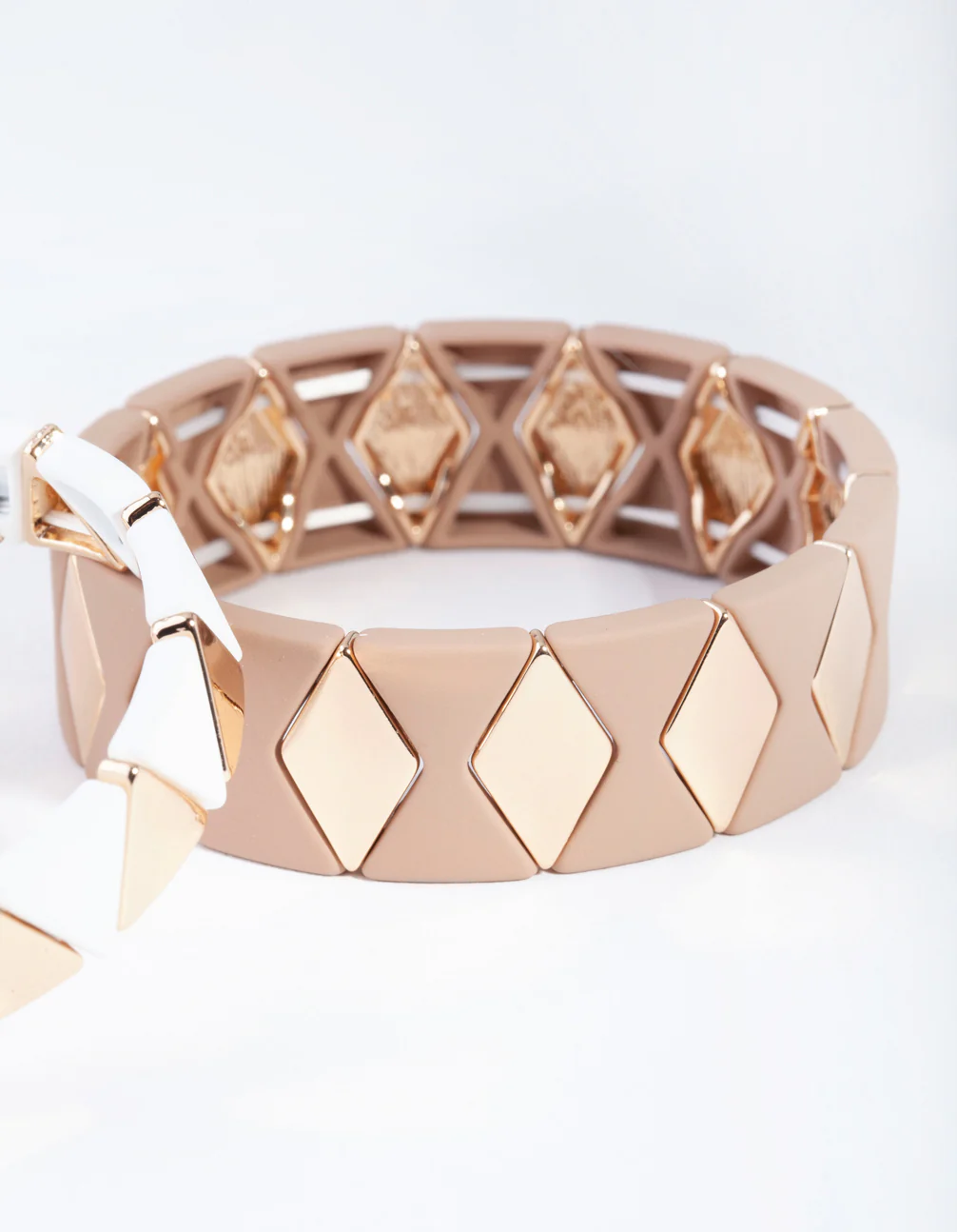 Gold Neutral Geometric Stretch Bracelet 2 Pack - Image 2