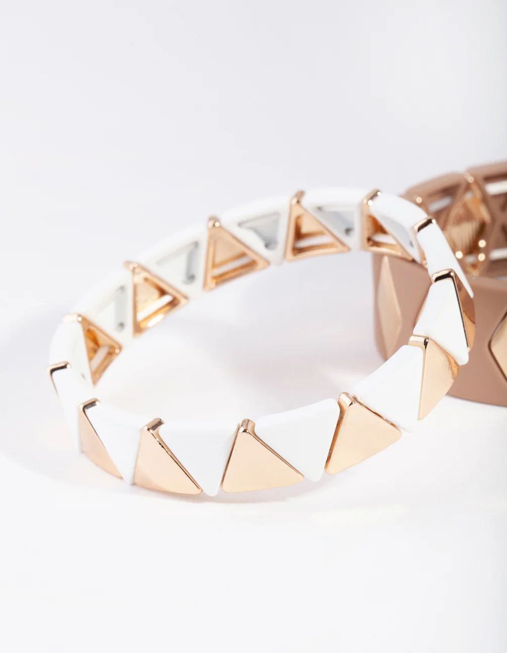 Gold Neutral Geometric Stretch Bracelet 2 Pack - Image 3