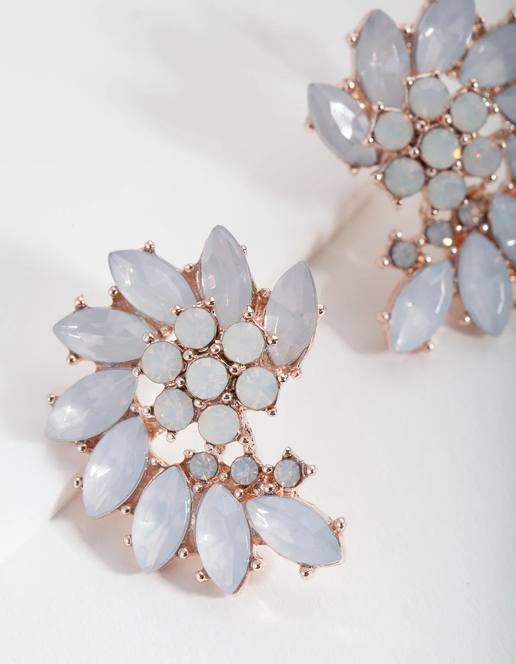 White Rose Gold Gem Stud Earrings - Image 2