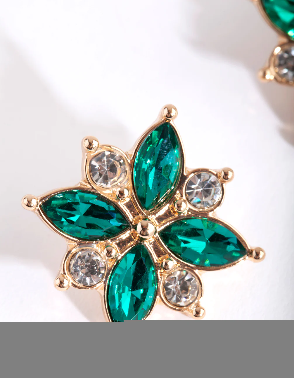 Gold Jewel Butterfly Flower Stud Earrings - Image 2