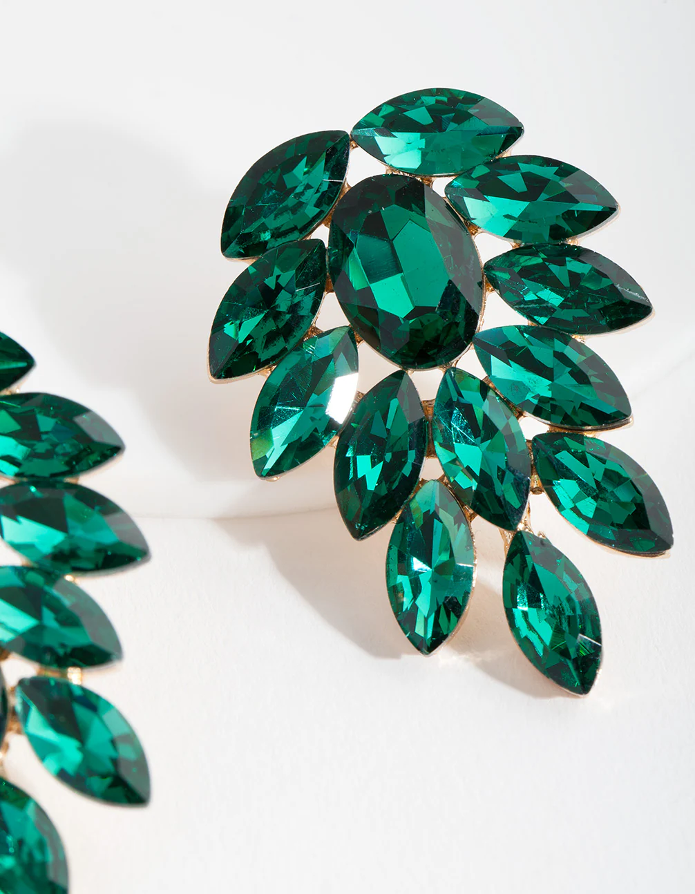 Emerald Green Jewel Leaf Earrings - Image 2