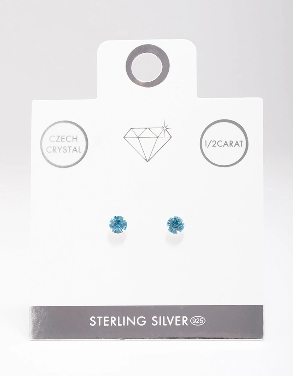 Sterling Silver Blue Czech Crystal Small Stud Earrings - Image 2