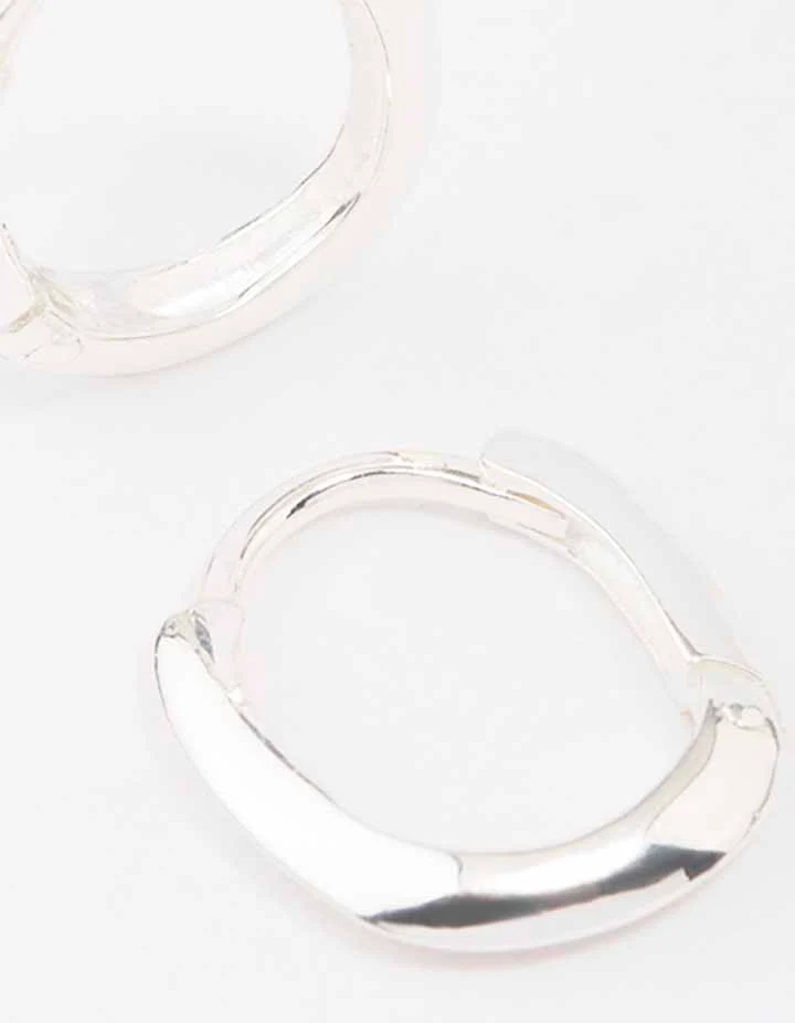 Sterling Silver Chubby Hoop Earrings - Image 2