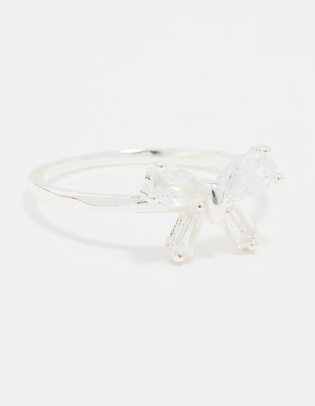 Sterling Silver Cubic Zirconia Bow Crystal Ring