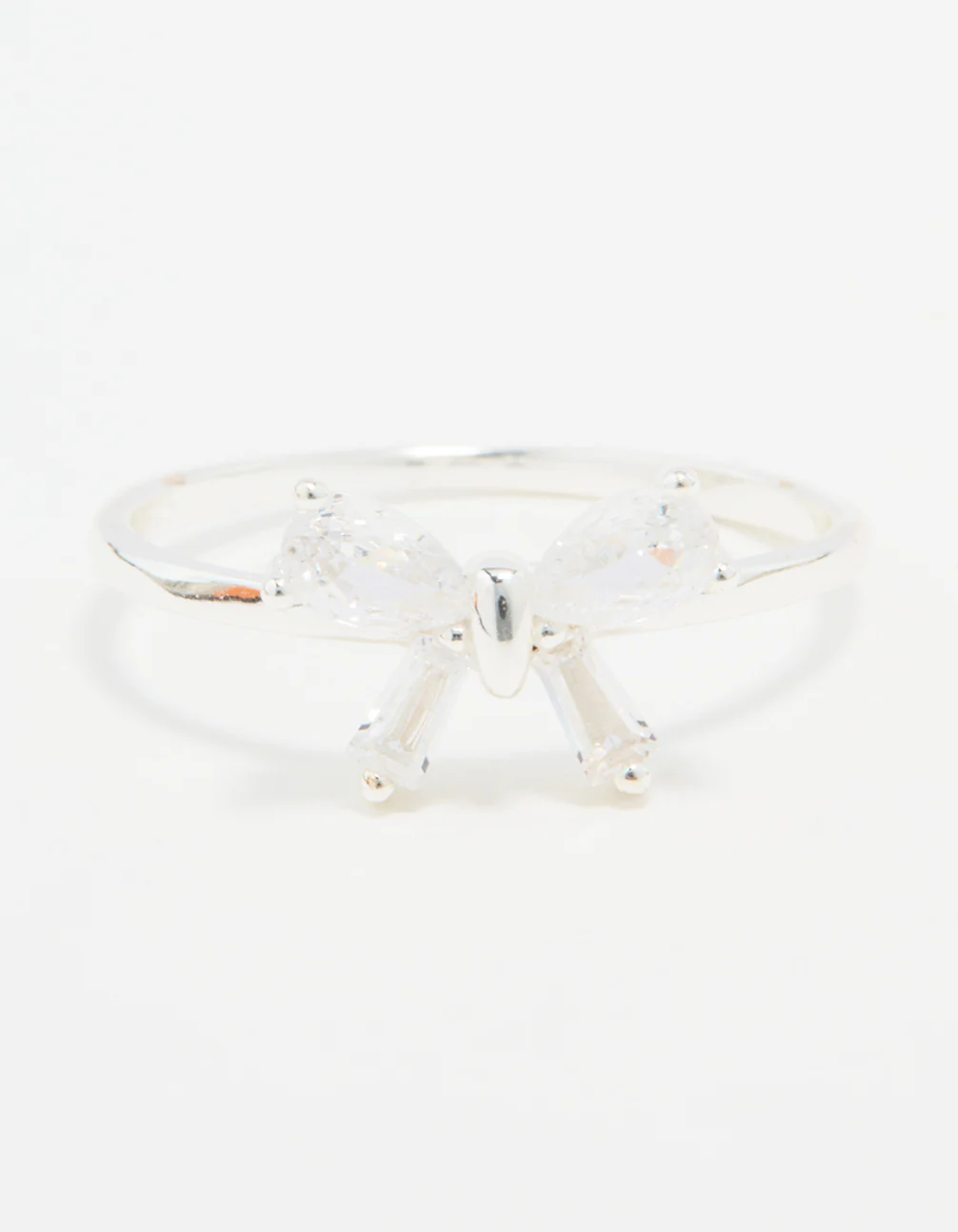 Sterling Silver Cubic Zirconia Bow Crystal Ring - Image 3