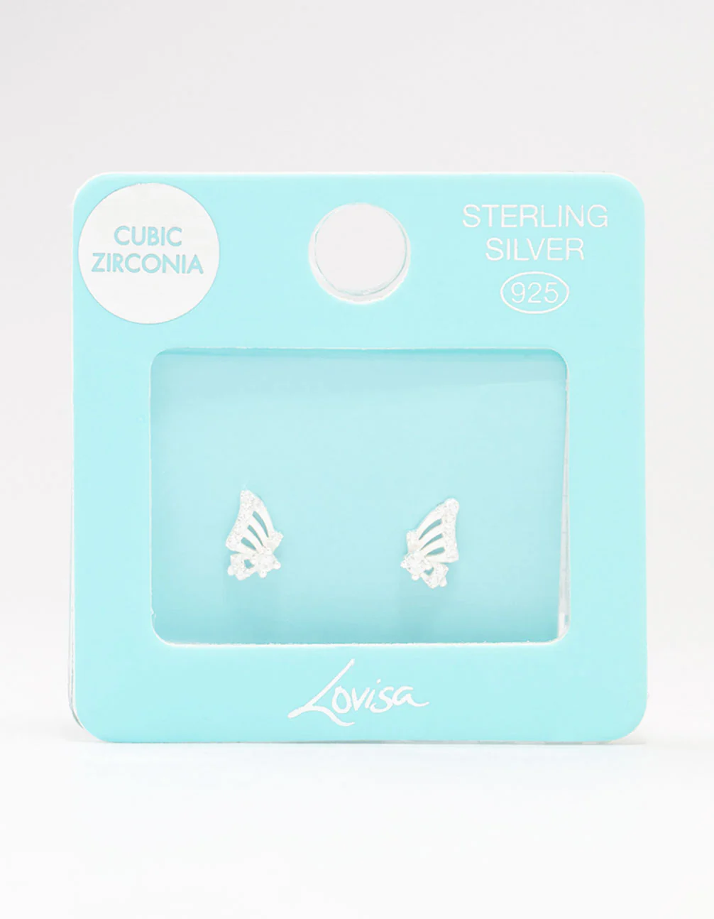Sterling Silver Cubic Zirconia  Butterfly Wings Stud Earrings - Image 3