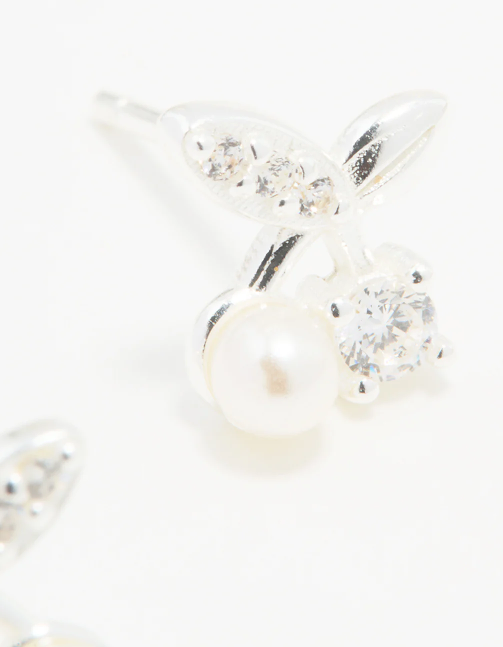 Sterling Silver Cubic Zirconia Cherry Stud Earrings - Image 5