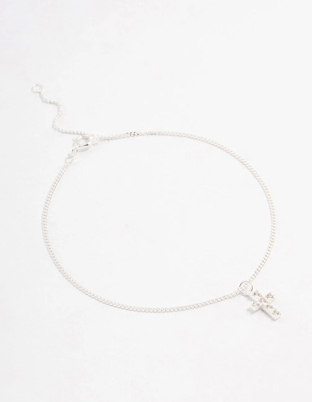 Sterling Silver Cubic Zirconia Cross Pendant Bracelet