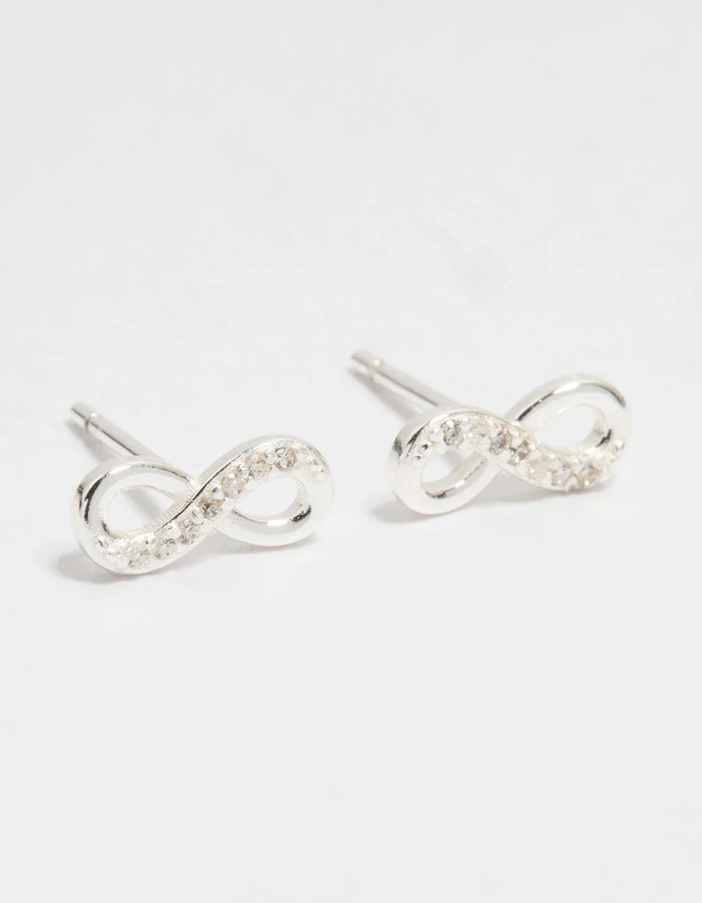 Sterling Silver Cubic Zirconia Infinity Stud Earrings