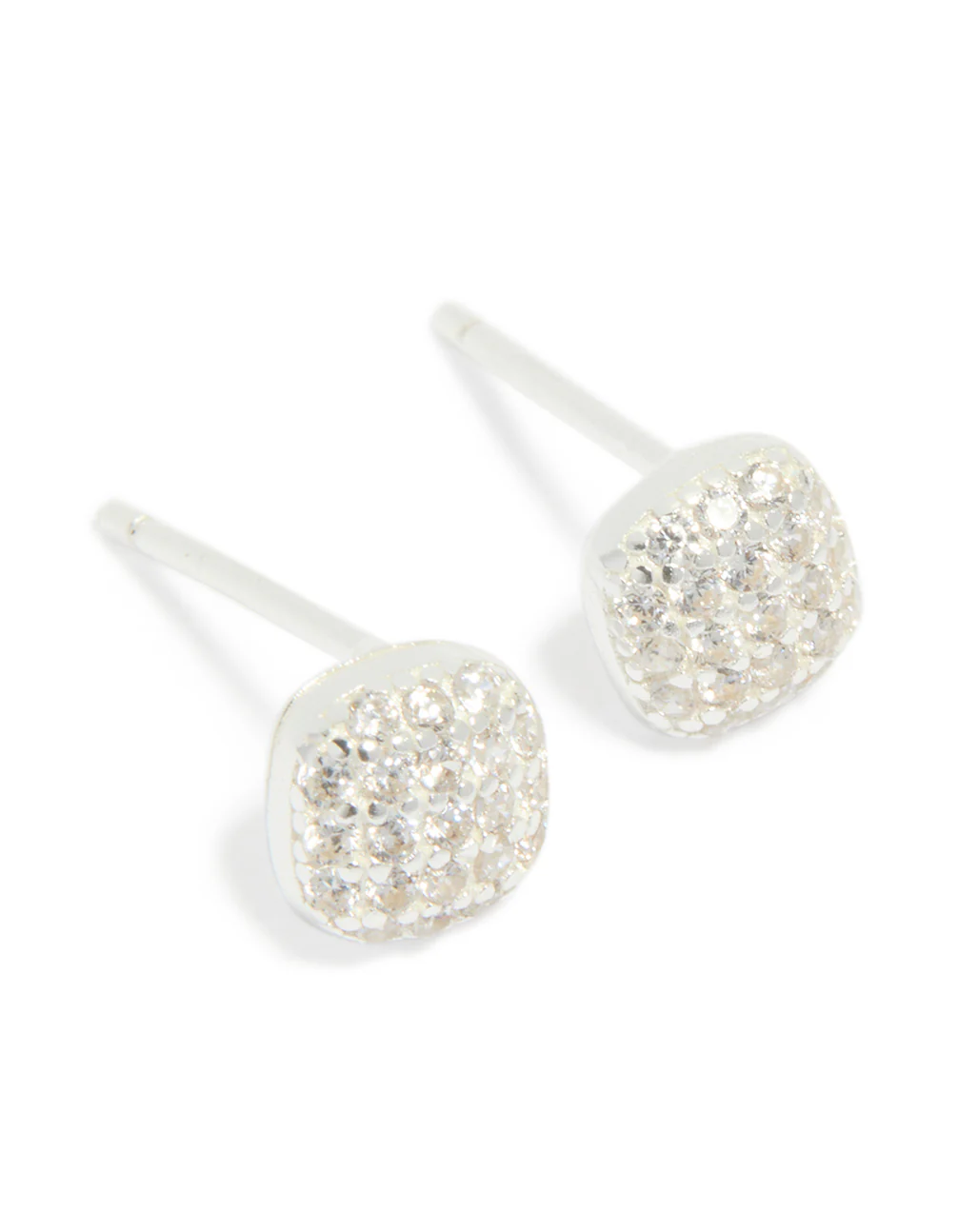 Sterling Silver Cubic Zirconia Square Stud Earrings - Image 2