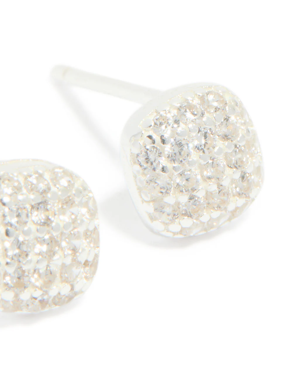 Sterling Silver Cubic Zirconia Square Stud Earrings - Image 5