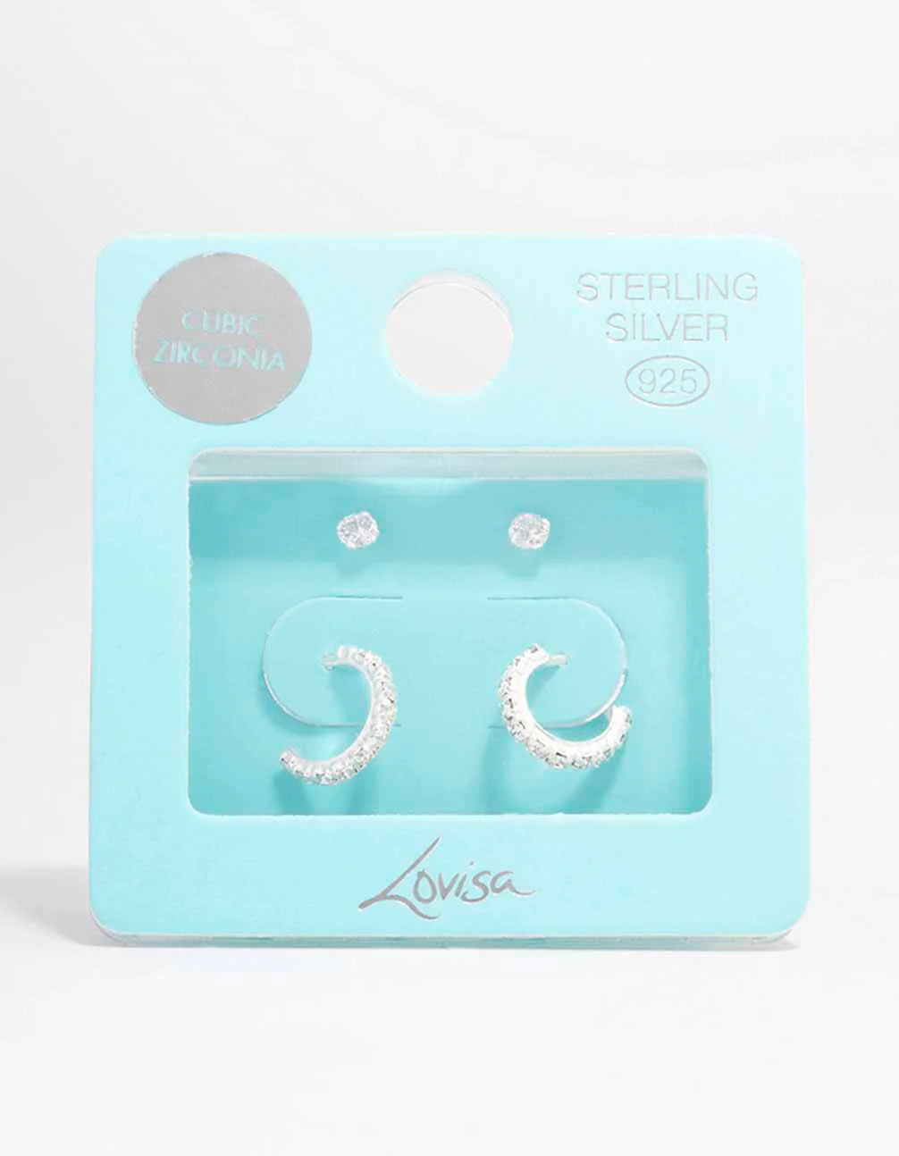 Sterling Silver Cubic Zirconia Stud & Hoop Earring Pack - Image 3