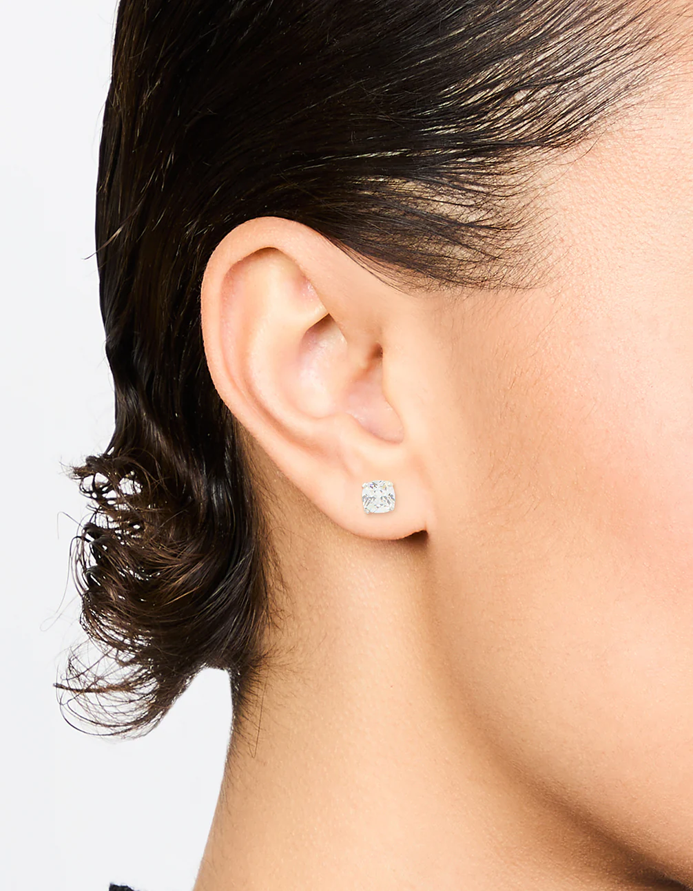 Sterling Silver Cubic Zirconia Cushion Cut  Stud Earrings