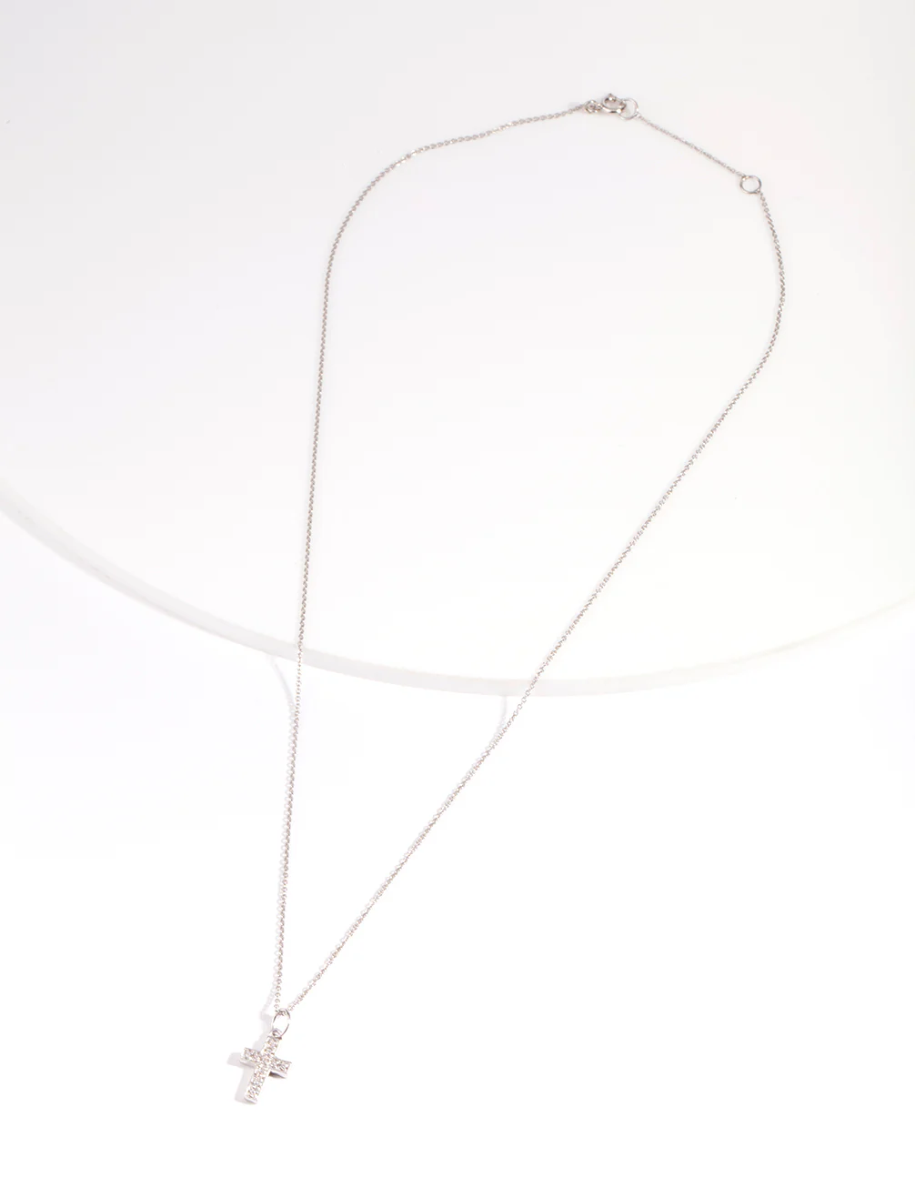 Sterling Silver Cubic Zirconia Pavé Cross Necklace - Image 5