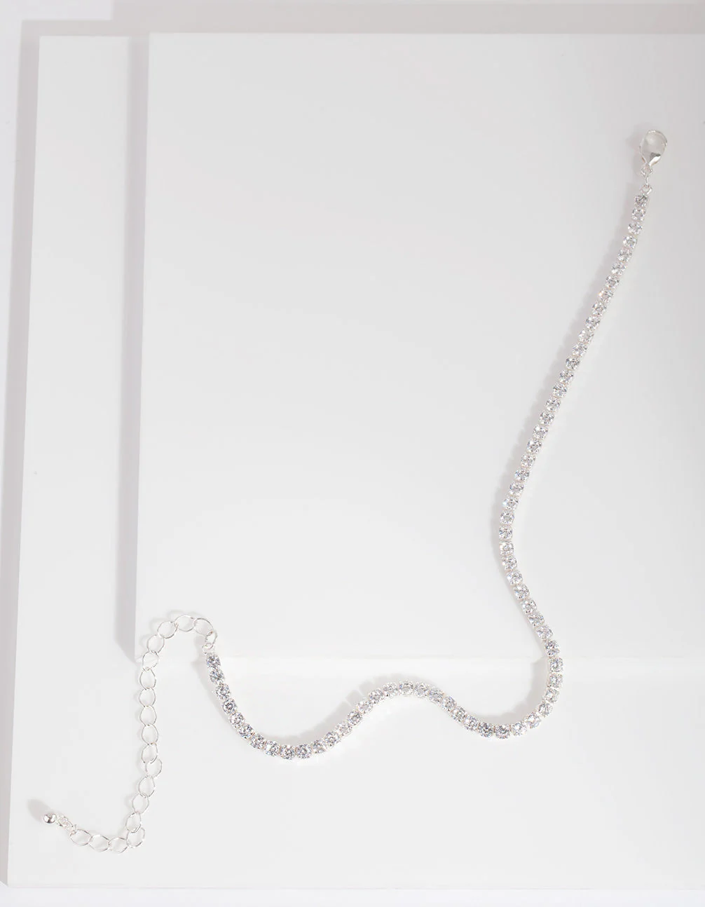 Silver Cubic Zirconia Cupchain Anklet - Image 2