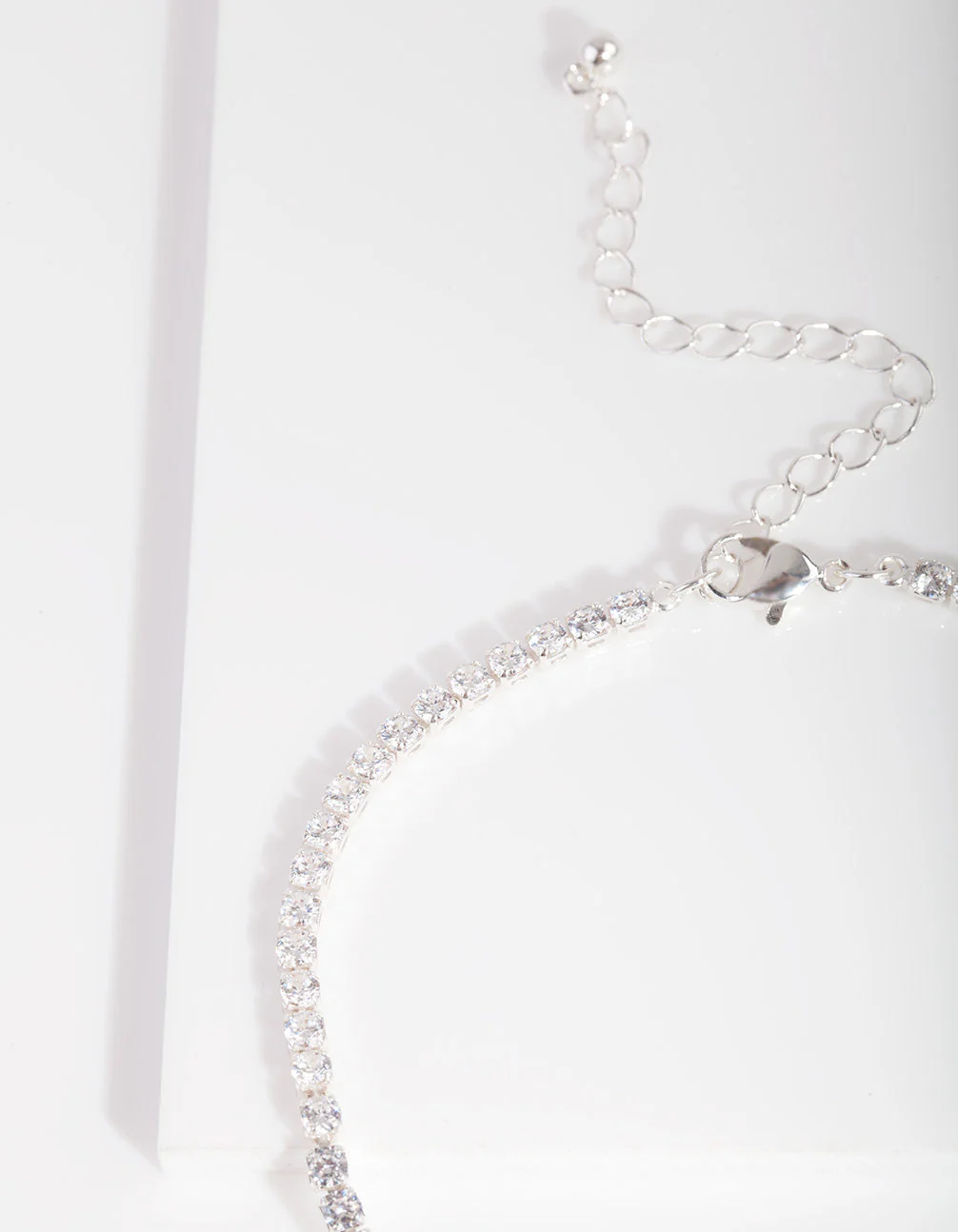 Silver Cubic Zirconia Cupchain Anklet - Image 3