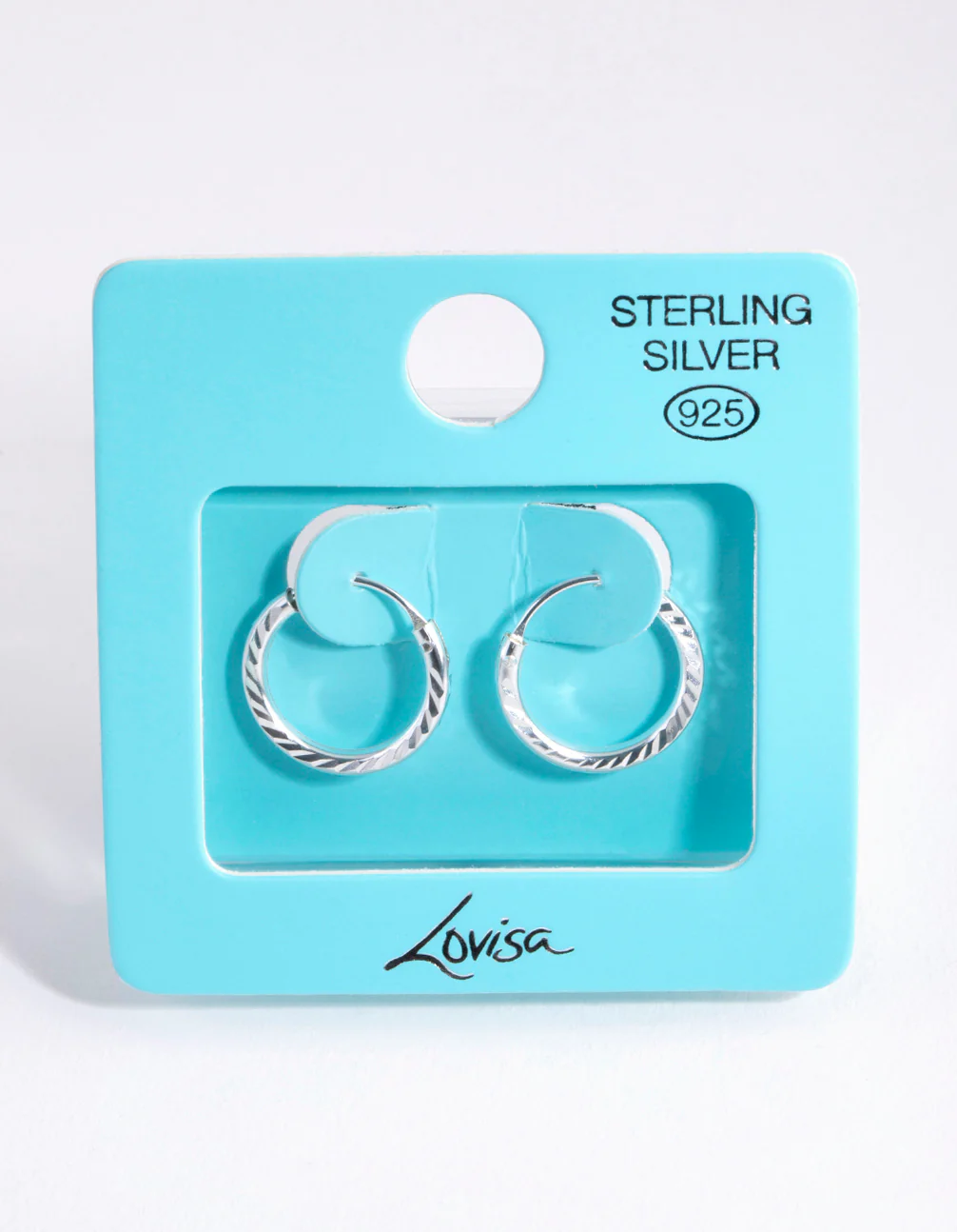 Sterling Silver 15mm Diamond Cut Hoop Earrings - Image 3