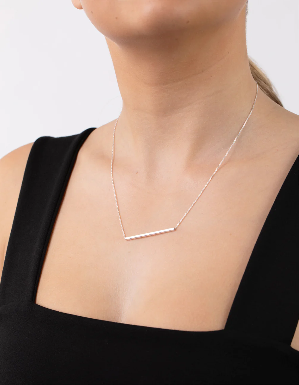 Sterling Silver Clean Bar Necklace - Image 3