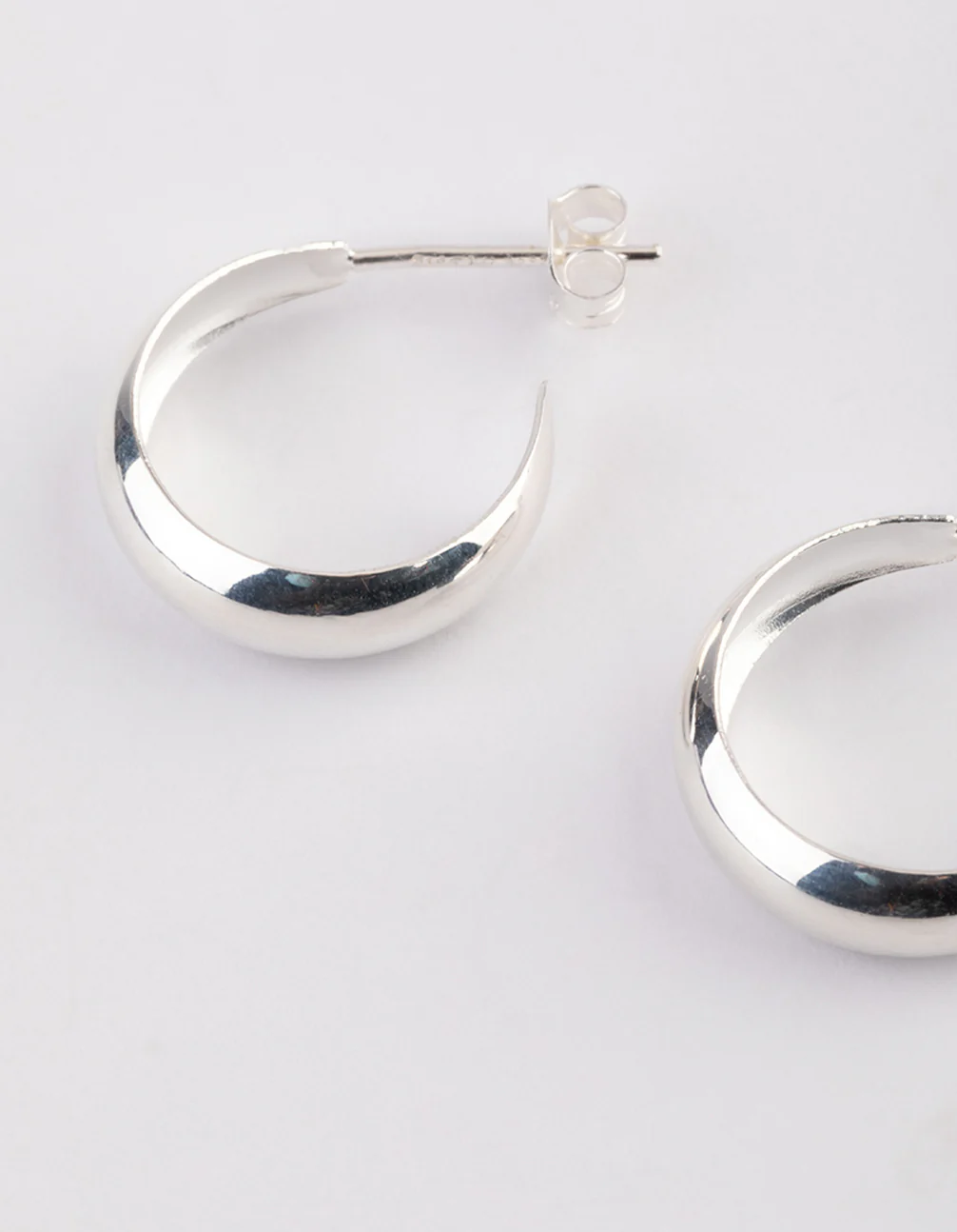 Sterling Silver Bevelled Polish Hoop Earrings - Image 2