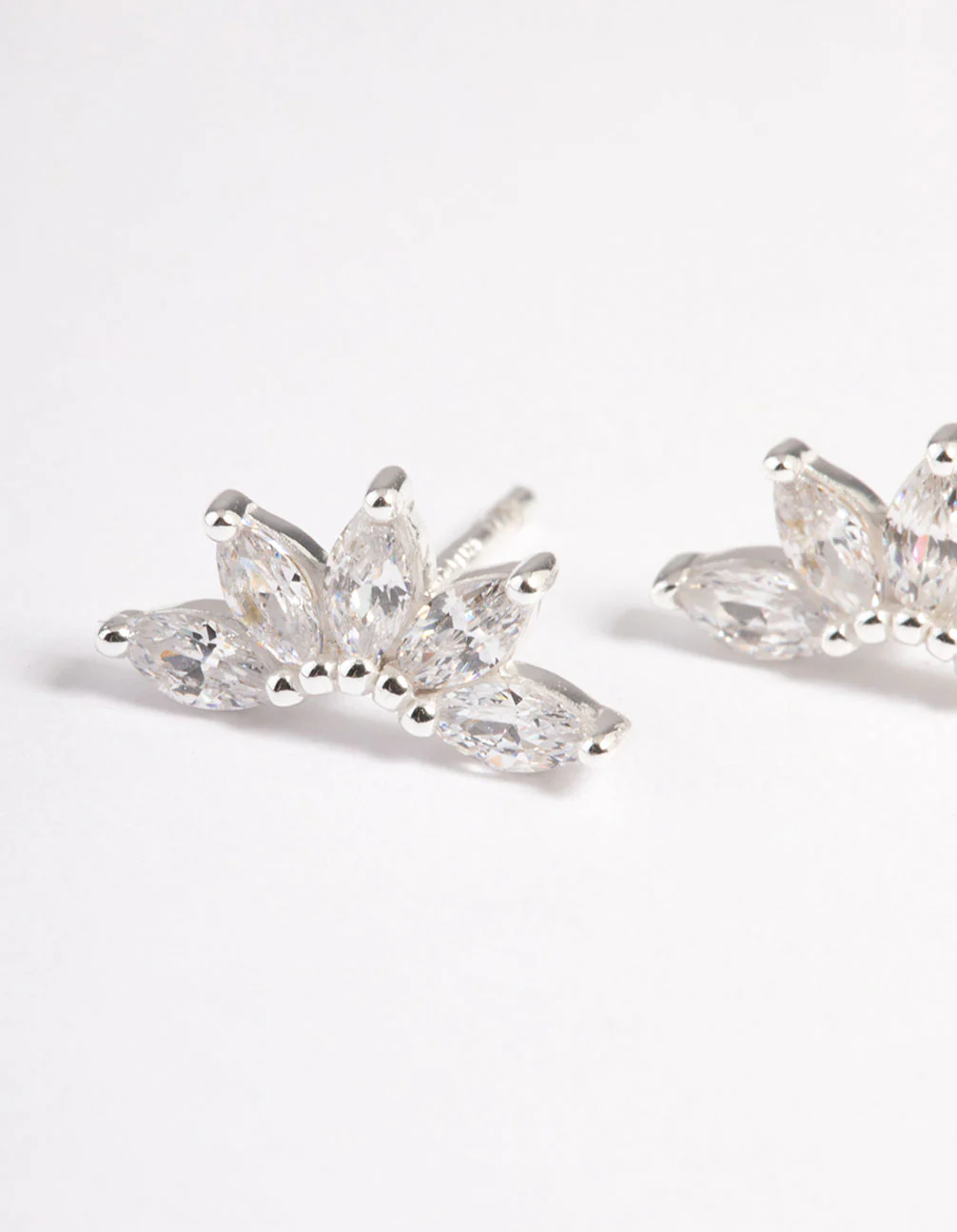 Sterling Silver Cubic Zirconia Fan Stud Earrings - Image 2