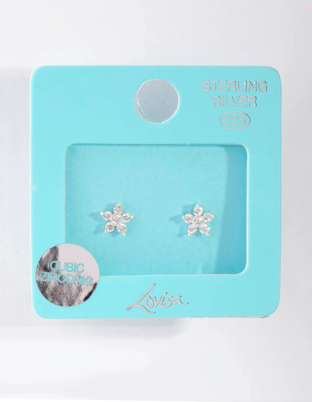 Sterling Silver Cubic Zirconia Flower Stud Earrings - Image 2