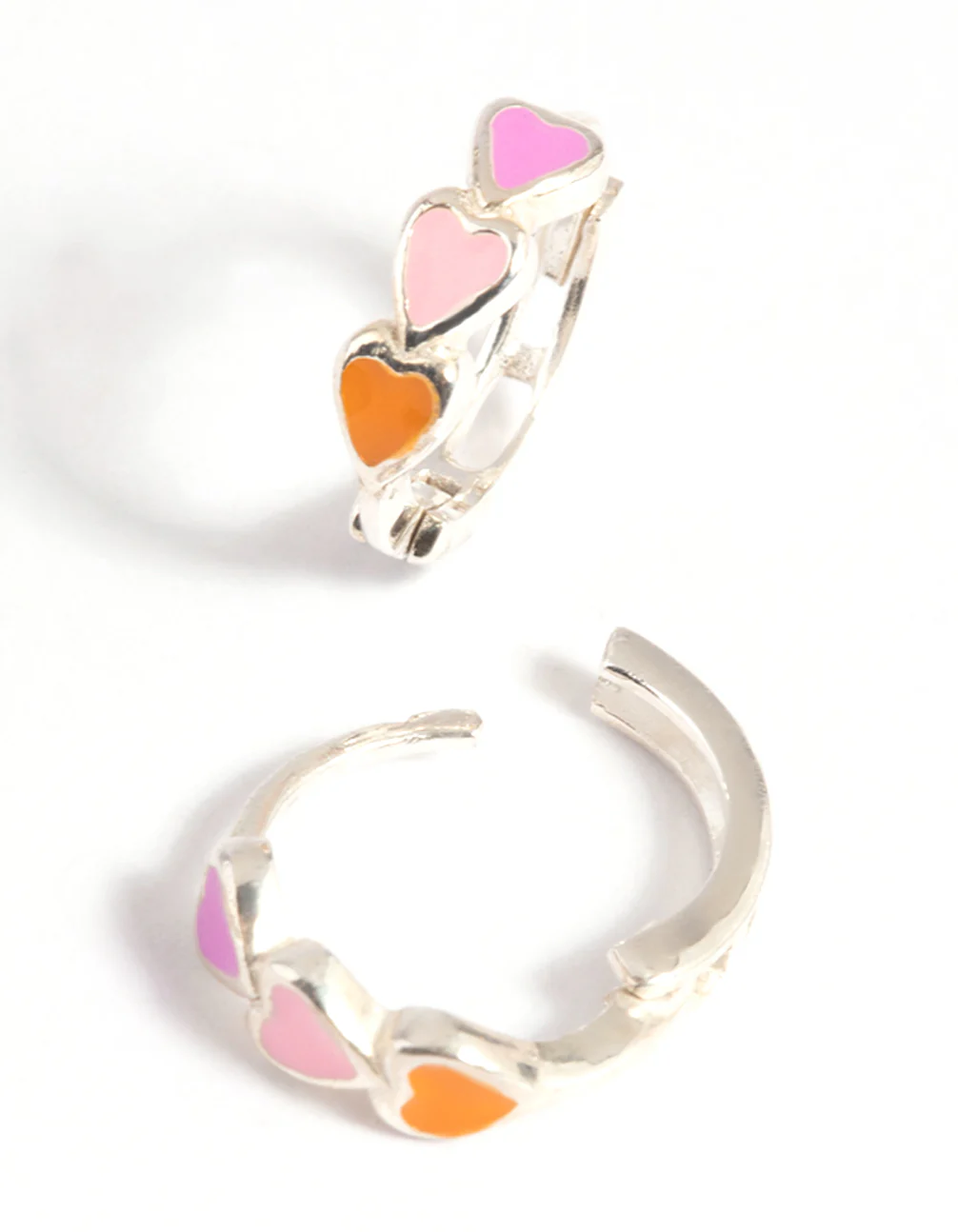 Sterling Silver Heart Huggie Hoop Earrings - Image 3