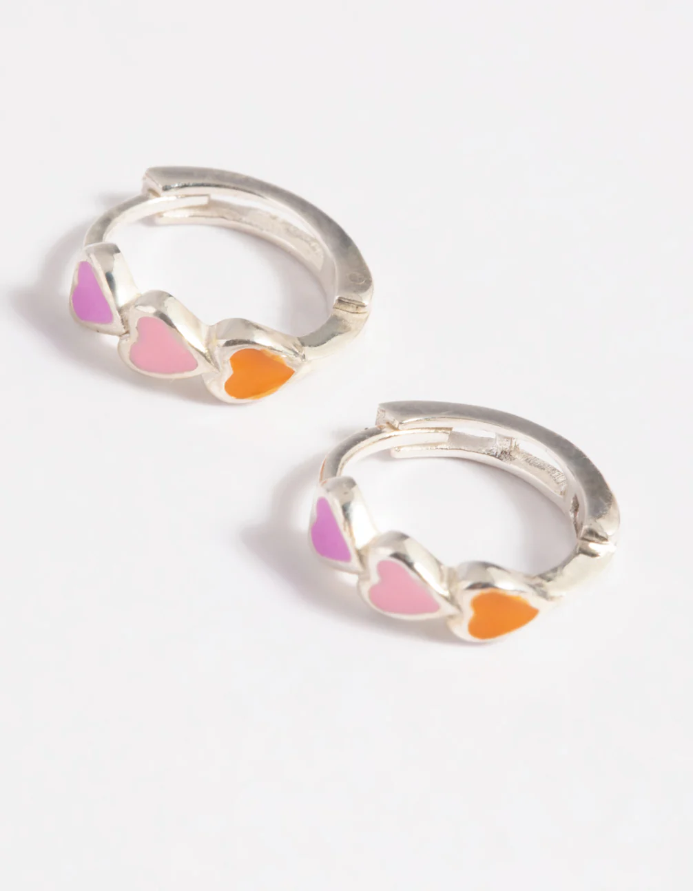 Sterling Silver Heart Huggie Hoop Earrings - Image 4