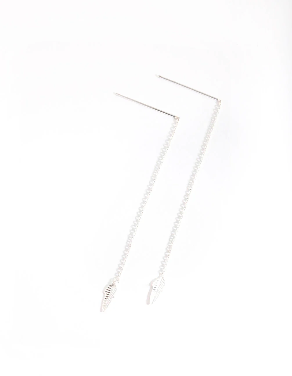 Sterling Silver Faux Feather Thread Through Earrings